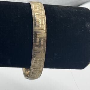 JCM Texture Flexi Sterling Silver 925 Gold Tone Bracelet Greek Key Pattern Vntg